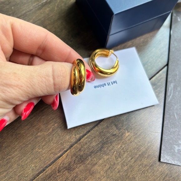 Missoma x Lucy Williams 18ct gold plated chunky hoops - Picture 3 of 8